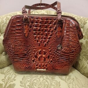 Brahmin Elegant Brown Crocodile-Embossed Women's Bag
